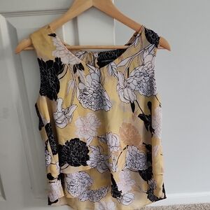 Liz Claiborne Yellow and Black Floral Blouse